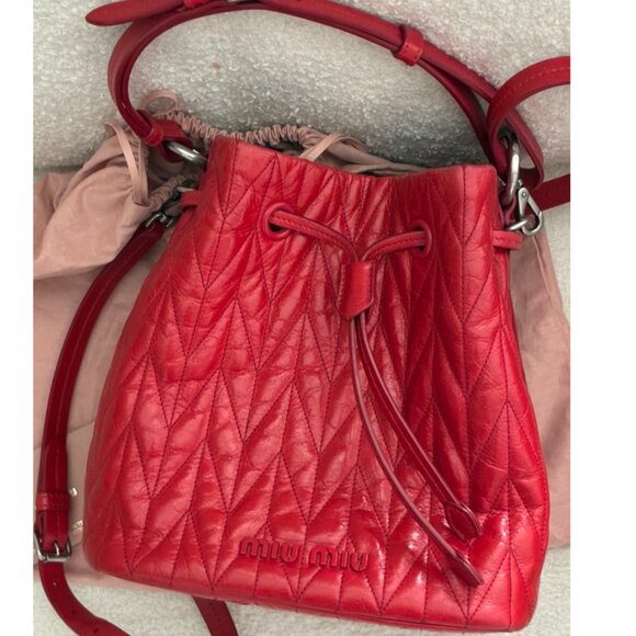 Miu Miu Matelassé Nappa Leather Bucket Bag - Picture 12 of 15